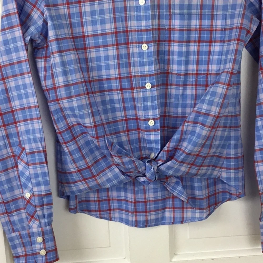 J. Crew Cotton Plaid Button Up Shirt Front tie